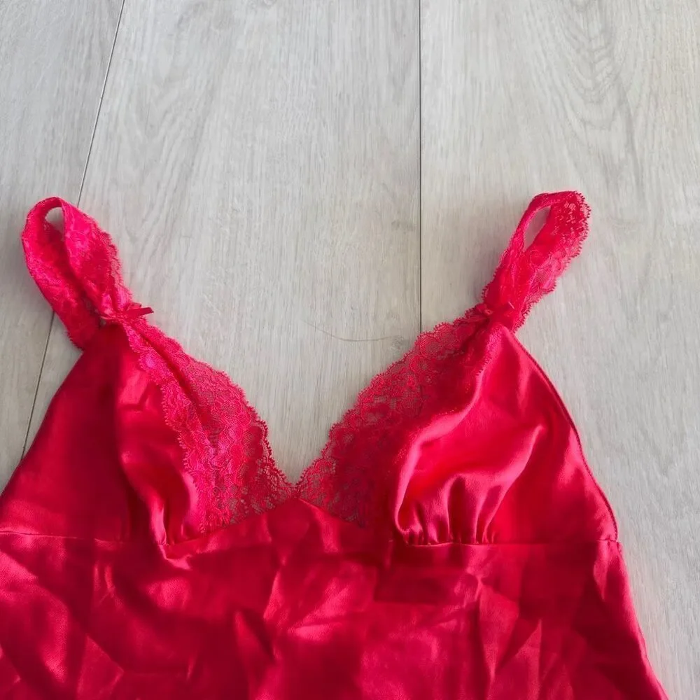 Victoria secret red satin slip dress size s